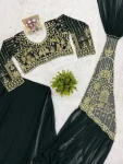 DESIGNER GEORGETTE EMBROIDERY THREAD & SEMI BEADS WORK READY TO WEAR WHOLESALE PRICE ETHNIC GARMENT (13)