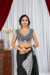 DESIGNER GEORGETTE EMBROIDERY THREAD & SEQUENCE WORK READY TO WEAR SAREE WITH STITCHED BLOUSE PARTY WEAR WHOLESALE PRICE ETHNIC GARMENT (9)