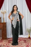 DESIGNER GEORGETTE EMBROIDERY THREAD & SEQUENCE WORK READY TO WEAR SAREE WITH STITCHED BLOUSE PARTY WEAR WHOLESALE PRICE ETHNIC GARMENT (9)