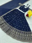 DESIGNER GEORGETTE EMBROIDERY THREAD WORK LEHENGA CHOLI WITH DUPATTA WEDDING WEAR WHOLESALE PRICE ETHNIC GARMENT (4)