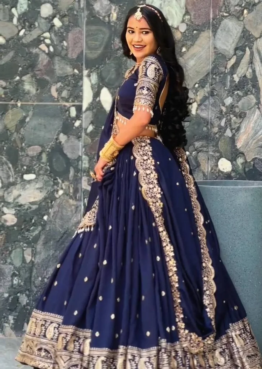 DESIGNER GEORGETTE EMBROIDERY THREAD WORK LEHENGA CHOLI WITH DUPATTA WEDDING WEAR WHOLESALE PRICE ETHNIC GARMENT (9)