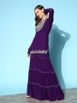 DESIGNER GEORGETTE EMBROIDERY THREADS & SEQUENCE WORK TOP SHARARA WITH DUPATTA FESTIVE WEAR WHOLESALE PRICE ETHNIC GARMENT (1)