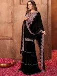 DESIGNER GEORGETTE EMBROIDERY THREADS & SEQUENCE WORK TOP SHARARA WITH DUPATTA FESTIVE WEAR WHOLESALE PRICE ETHNIC GARMENT (7)