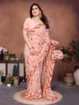 DESIGNER GEORGETTE LUCKNOWI EMBROIDERY WORK SAREE WITH UNSTITCHED BLOUSE WEDDING WEAR WHOLESALE PRICE ETHNIC GARMENT (7)