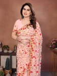 DESIGNER GEORGETTE LUCKNOWI EMBROIDERY WORK SAREE WITH UNSTITCHED BLOUSE WEDDING WEAR WHOLESALE PRICE ETHNIC GARMENT (7)
