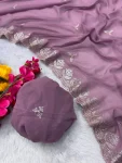 DESIGNER GEORGETTE SEQUENCE EMBROIDERY CONTRAST PALLU WORK SAREE WITH DUPATTA WEDDING WEAR WHOLESALE PRICE ETHNIC GARMENT (7)