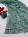 DESIGNER GEORGETTE SEQUENCE EMBROIDERY CONTRAST PALLU WORK SAREE WITH DUPATTA WEDDING WEAR WHOLESALE PRICE ETHNIC GARMENT (12)