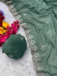 DESIGNER GEORGETTE SEQUENCE EMBROIDERY CONTRAST PALLU WORK SAREE WITH DUPATTA WEDDING WEAR WHOLESALE PRICE ETHNIC GARMENT (12)