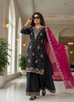 DESIGNER GEORGETTE SEQUENCE, THREAD & ZARI EMBROIDERY WORK TOP PALAZZO WITH DUPATTA FESTIVE WEAR WHOLESALE PRICE ETHNIC GARMENT (17)