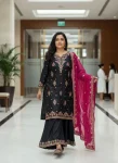 DESIGNER GEORGETTE SEQUENCE, THREAD & ZARI EMBROIDERY WORK TOP PALAZZO WITH DUPATTA FESTIVE WEAR WHOLESALE PRICE ETHNIC GARMENT (17)