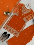 DESIGNER GEORGETTE THREAD WITH SEQUENCE WORK TOP PALAZZO WITH DUPATTA WEDDING WEAR WHOLESALE PRICE ETHNIC GARMENT (12)