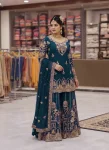 DESIGNER GEORGETTE ZARI & 5MM SEQUENCE EMBROIDERY WORK TOP PALAZZO WITH DUPATTA TEAL