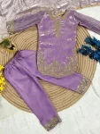 DESIGNER GMY SILK EMBROIDERY SEQUENCE WORK KID’S TOP BOTTOM WITH DUPATTA FESTIVE WEAR WHOLESALE PRICE ETHNIC GARMENT (3)