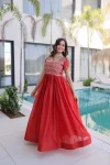 DESIGNER HO FABRIC SEQUENCE & ZARI WITH PIPE BEADS EMBROIDERY WORK GOWN FESTIVE WEAR WHOLESALE PRICE ETHNIC GARMENT (3)