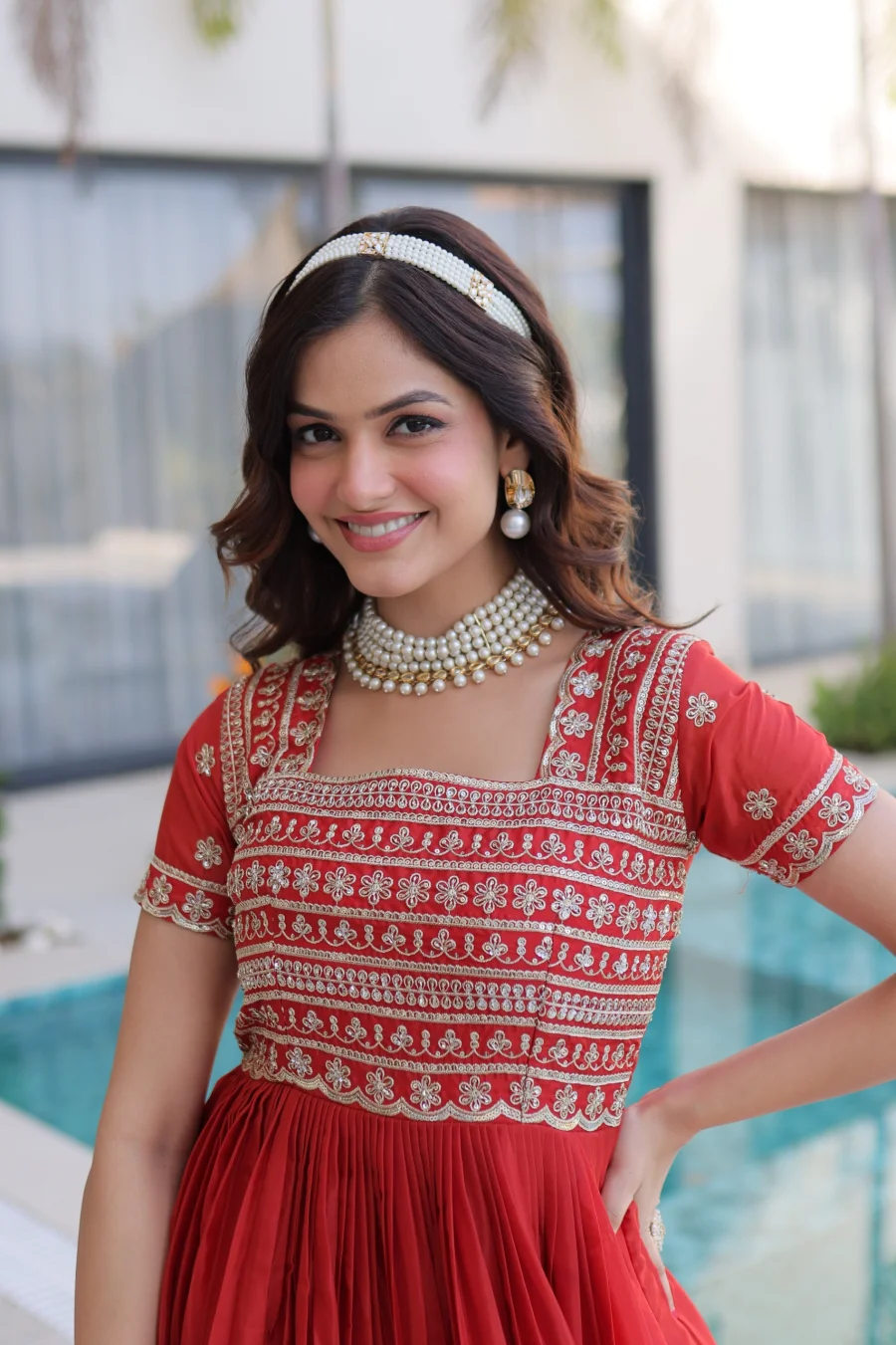 DESIGNER HO FABRIC SEQUENCE & ZARI WITH PIPE BEADS EMBROIDERY WORK GOWN FESTIVE WEAR WHOLESALE PRICE ETHNIC GARMENT (6)
