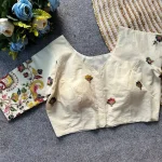 DESIGNER KHADI COTTON EMBROIDERY WORK STITCHED BLOUSE OFF WHITE