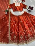 DESIGNER KRISHMA SILK THREAD WITH SEQUENCE WORK LEHENGA CHOLI WITH DUPATTA WEDDING WEAR WHOLESALE PRICE ETHNIC GARMENT (4)