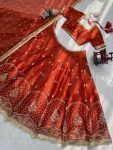 DESIGNER KRISHMA SILK THREAD WITH SEQUENCE WORK LEHENGA CHOLI WITH DUPATTA WEDDING WEAR WHOLESALE PRICE ETHNIC GARMENT (4)