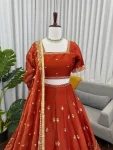 DESIGNER KRISHMA SILK THREAD WITH SEQUENCE WORK LEHENGA CHOLI WITH DUPATTA WEDDING WEAR WHOLESALE PRICE ETHNIC GARMENT (4)