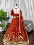 DESIGNER KRISHMA SILK THREAD WITH SEQUENCE WORK LEHENGA CHOLI WITH DUPATTA WEDDING WEAR WHOLESALE PRICE ETHNIC GARMENT (4)