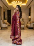 DESIGNER MANIPURI SILK MULTI COLOUR THREAD EMBROIDERY WITH CUTWORK SAREE WITH UNSTITCHED BLOUSE WEDDING WEAR WHOLESALE PRICE ETHNIC GARMENT (8)