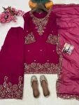 DESIGNER MOSS SILK SEQUENCE & ZARI THREAD EMBROIDERY WORK TOP PALAZZO WITH DUPATTA FESTIVE WEAR WHOLESALE PRICE ETHNIC GARMENT (3)