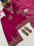 DESIGNER MOSS SILK SEQUENCE & ZARI THREAD EMBROIDERY WORK TOP PALAZZO WITH DUPATTA FESTIVE WEAR WHOLESALE PRICE ETHNIC GARMENT (3)