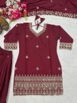 DESIGNER NATURAL CREPE SEQUENCE EMBROIDERY WORK TOP PALAZZO WIH DUPATTA WEDDING WEAR WHOLESALE PRICE ETHNIC GARMENT (2)