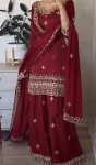 DESIGNER NATURAL CREPE SEQUENCE EMBROIDERY WORK TOP PALAZZO WIH DUPATTA WEDDING WEAR WHOLESALE PRICE ETHNIC GARMENT (2)