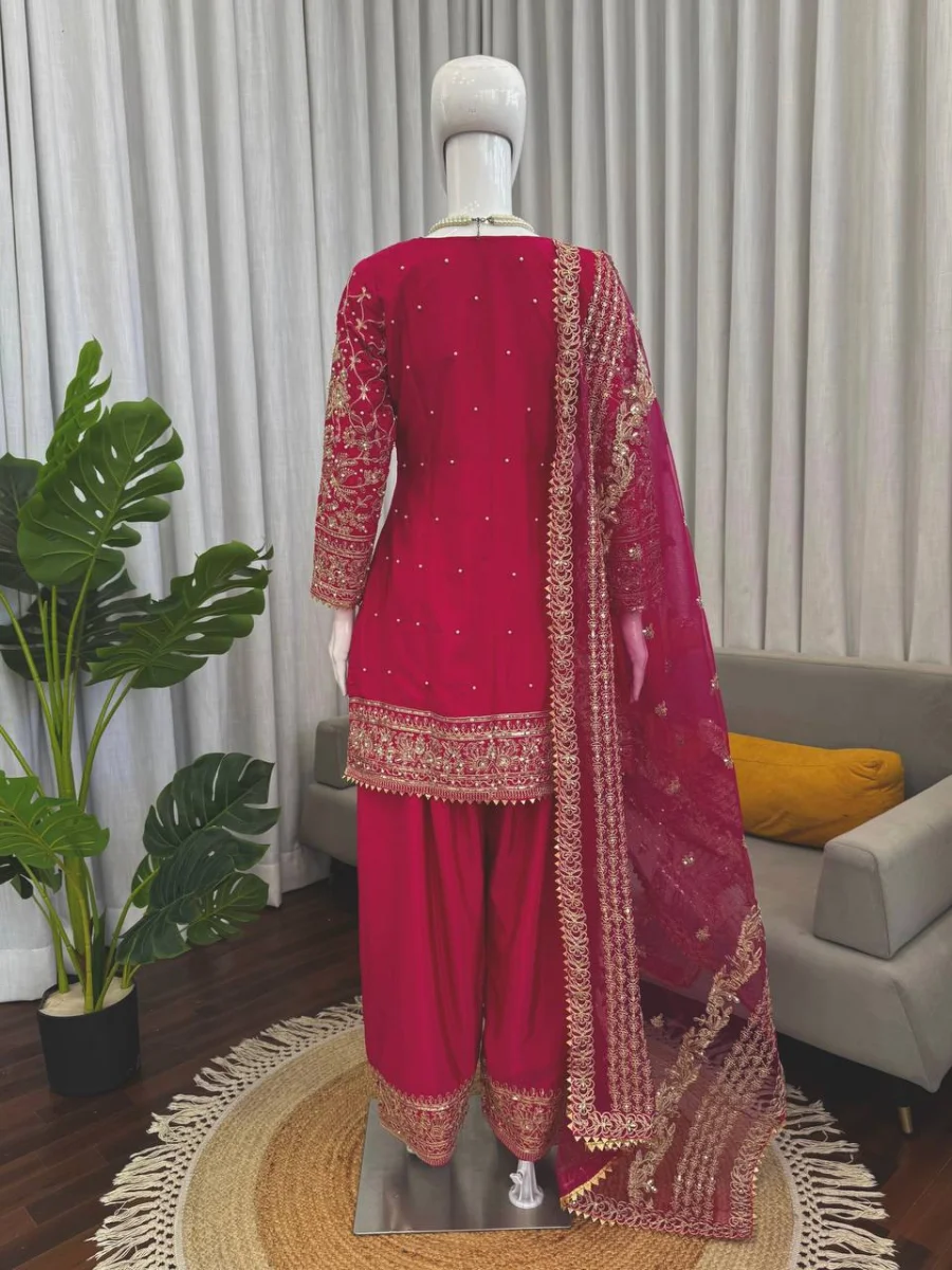 DESIGNER NATURAL CREPE THREAD WITH SEQUENCE AND CODING DORI WITH READYMADE LACE BORDER WORK TOP PATIYALA WITH DUPATTA FESTIVE WEAR WHOLESALE PRICE ETHNIC GARMENT (11)