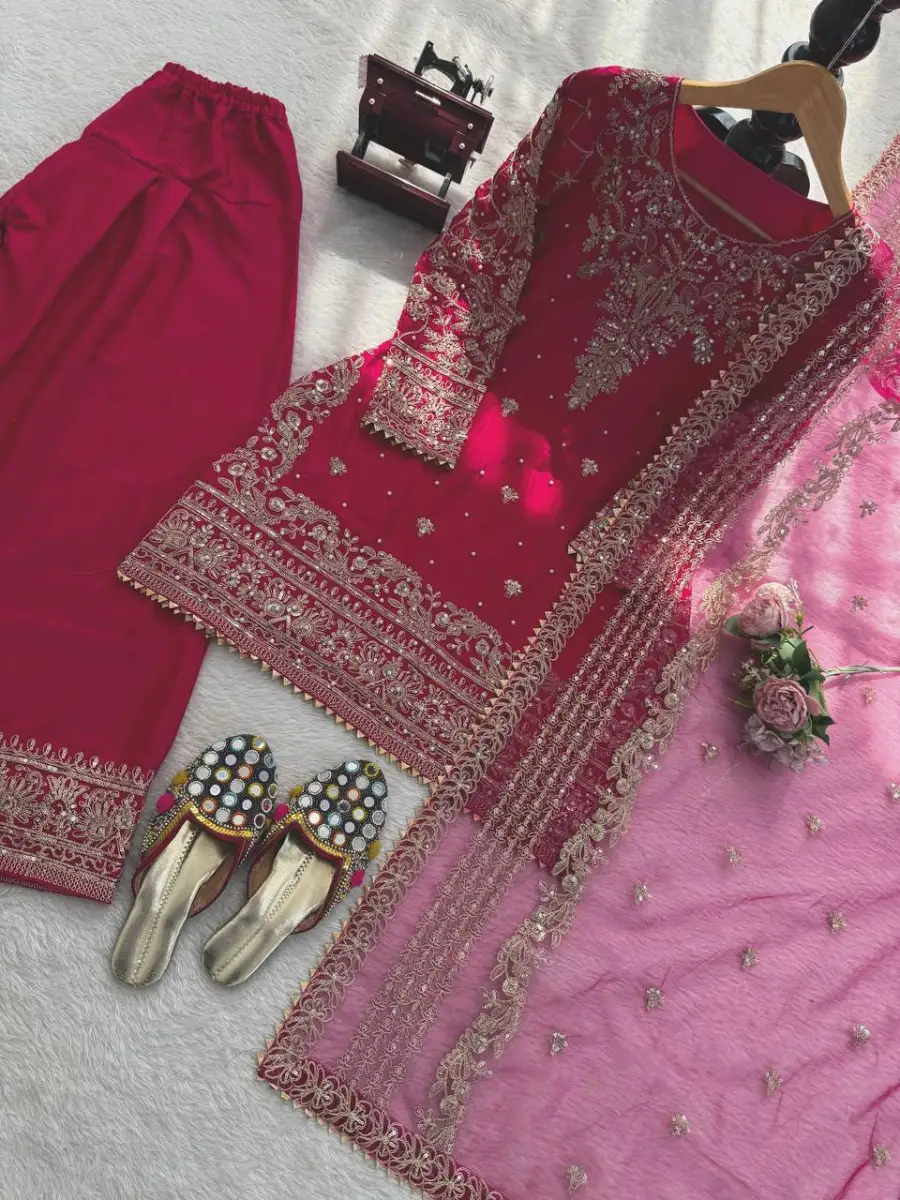 DESIGNER NATURAL CREPE THREAD WITH SEQUENCE AND CODING DORI WITH READYMADE LACE BORDER WORK TOP PATIYALA WITH DUPATTA FESTIVE WEAR WHOLESALE PRICE ETHNIC GARMENT (14)