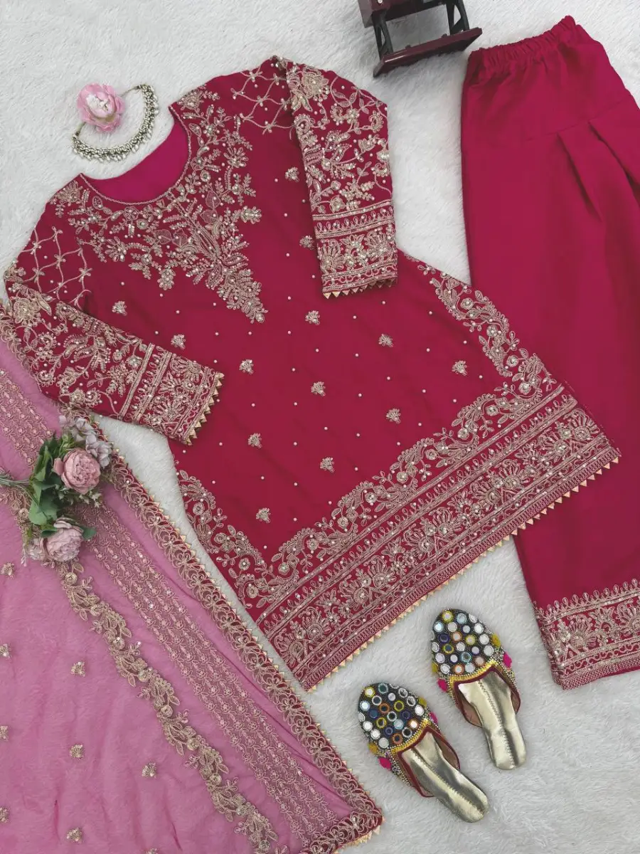 DESIGNER NATURAL CREPE THREAD WITH SEQUENCE AND CODING DORI WITH READYMADE LACE BORDER WORK TOP PATIYALA WITH DUPATTA FESTIVE WEAR WHOLESALE PRICE ETHNIC GARMENT (17)