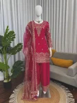 DESIGNER NATURAL CREPE THREAD WITH SEQUENCE AND CODING DORI WITH READYMADE LACE BORDER WORK TOP PATIYALA WITH DUPATTA FESTIVE WEAR WHOLESALE PRICE ETHNIC GARMENT (3)