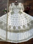 DESIGNER NET THREAD & SEQUENCE WORK GOWN LEHENGA WITH DUPATTA WEDDING WEAR WHOLESALE PRICE ETHNIC GARMENT (3)