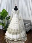 DESIGNER NET THREAD & SEQUENCE WORK GOWN LEHENGA WITH DUPATTA WEDDING WEAR WHOLESALE PRICE ETHNIC GARMENT (3)