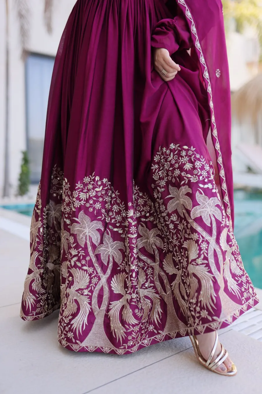 DESIGNER RANGOLI CRUSH SEQUENCE MULTI EMBROIDERY WORK GOWN WITH DUPATTA FESTIVE WEAR WHOLESALE PRICE ETHNIC GARMENT (1)