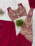 DESIGNER RANGOLI SILK EMBROIDERY THREAD & DUAL SEQUENCE WORK READY TOP WEAR SAREE WITH STITCHED BLOUSE PARTY WEAR WHOLESALE PRICE ETHNIC GARMENT (14)