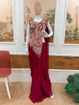 DESIGNER RANGOLI SILK EMBROIDERY THREAD & DUAL SEQUENCE WORK READY TOP WEAR SAREE WITH STITCHED BLOUSE MAROON