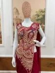 DESIGNER RANGOLI SILK EMBROIDERY THREAD & DUAL SEQUENCE WORK READY TOP WEAR SAREE WITH STITCHED BLOUSE PARTY WEAR WHOLESALE PRICE ETHNIC GARMENT (14)