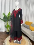 DESIGNER RAYON COTTON THREAD WORK TOP PALAZZO WITH DUPATTA CASUAL WEAR WHOLESALE PRICE ETHNIC GARMENT (2)