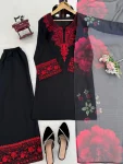 DESIGNER RAYON COTTON THREAD WORK TOP PALAZZO WITH DUPATTA CASUAL WEAR WHOLESALE PRICE ETHNIC GARMENT (2)