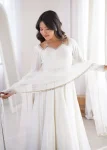 DESIGNER ROMAN SILK CHANDERI LACE WORK GOWN BOTTOM WITH DUPATTA FESTIVE WEAR WHOLESALE PRICE ETHNIC GARMENT (7)