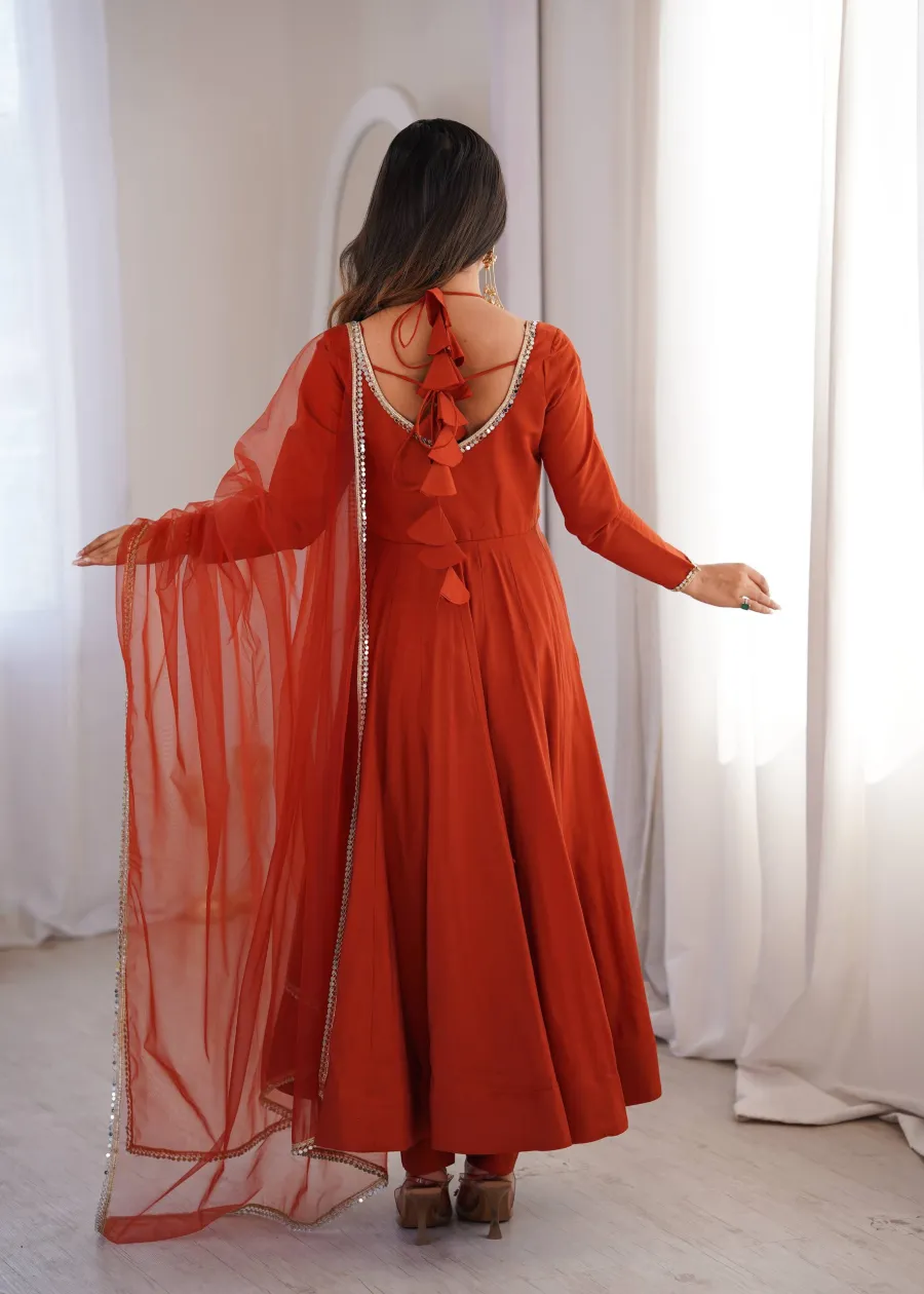 DESIGNER ROMAN SILK CHANDERI LACE WORK GOWN BOTTOM WITH DUPATTA FESTIVE WEAR WHOLESALE PRICE ETHNIC GARMENT (7)
