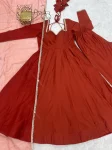 DESIGNER ROMAN SILK CHANDERI LACE WORK GOWN BOTTOM WITH DUPATTA FESTIVE WEAR WHOLESALE PRICE ETHNIC GARMENT (2)
