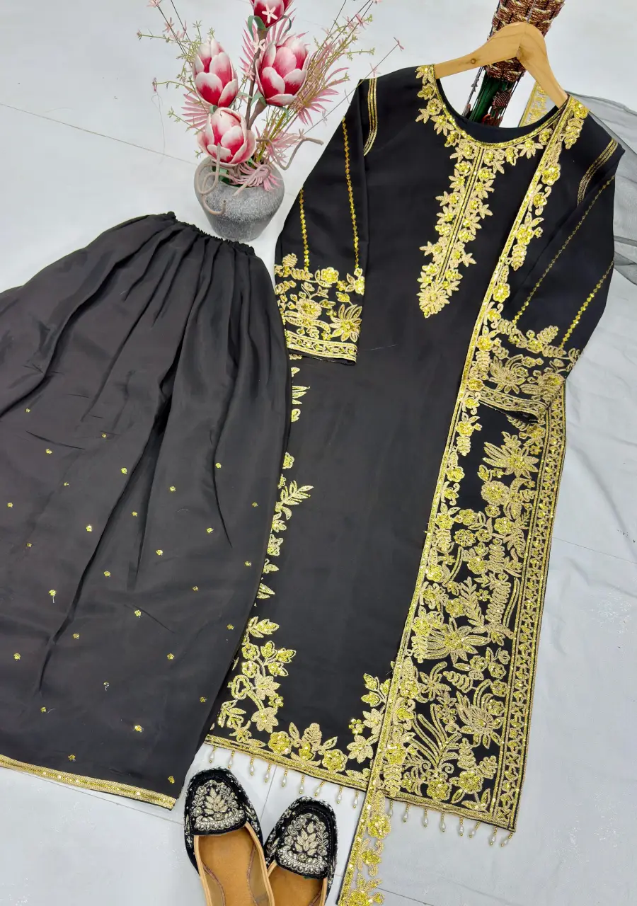 DESIGNER ROMAN SILK EMBROIDERY CHAIN SEQUENCE WITH LACE BORDER WORK TOP PALAZZO WITH DUPATTA FESTIVE WEAR WHOLESALE PRICE ETHNIC GARMENT (7)