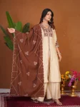 DESIGNER ROMAN SILK MULTI EMBROIDERY THREAD WITH BEAUTIFUL HAND WORK TOP PALAZZO WITH DUPATTA FESTIVE WEAR WHOLESALE PRICE ETHNIC GARMENT (2)