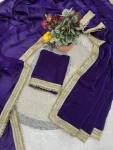 DESIGNER SATIN SILK FANCY SEQUENCE LACE BORDER WORK SAREE WITH UNSTITCHED BLOUSE WEDDING WEAR WHOLESALE PRICE ETHNIC GARMENT (11)