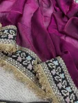 DESIGNER SATIN SILK MULTI THREAD WITH JARI DORI & 5 MM SEQUENCE WITH FANCY FARK LACE BORDER WORK SAREE WITH UNSTITCHED BLOUSE WEDDING WEAR WHOLESALE PRICE ETHNIC GARMENT (8)