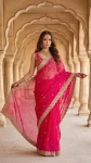 DESIGNER SATIN SILK SEQUENCE WITH JARI DORI EMBROIDERY WITH CUTWORK BORDER SAREE WITH UNSTITCHED BLOUSE WEDDING WEAR WHOLESALE PRICE ETHNIC GARMENT (8)