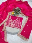 DESIGNER SATIN SILK SEQUENCE WITH JARI DORI EMBROIDERY WITH CUTWORK BORDER SAREE WITH UNSTITCHED BLOUSE WEDDING WEAR WHOLESALE PRICE ETHNIC GARMENT (8)
